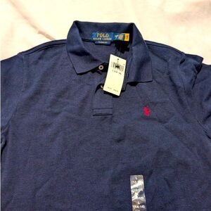 Youth boys navy Ralph Lauren polo shirt size L; new